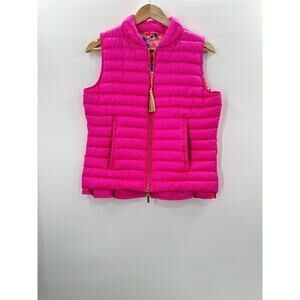 Lilly Pulitzer Cora Puffer Down Vest Pink Magenta Women's Size Small Ruffle